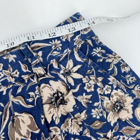 Talbots Women's Blue Vintage Floral Hi-Rise Linen Blend Shorts Size 6 - Picture 5 of 8